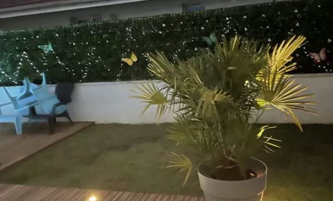 Aménagement de petite piscine privée avec éclairage extérieur, Scionzier, Garden Art